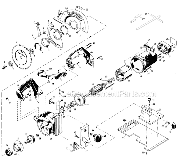 Page A Diagram and Parts List for 3037-09 Type AA Black and Decker Circular Saw